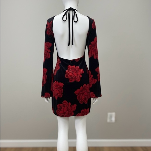 Thirty Thirty L Velvet Rose Open Back Mini Dress - Picture 3 of 7